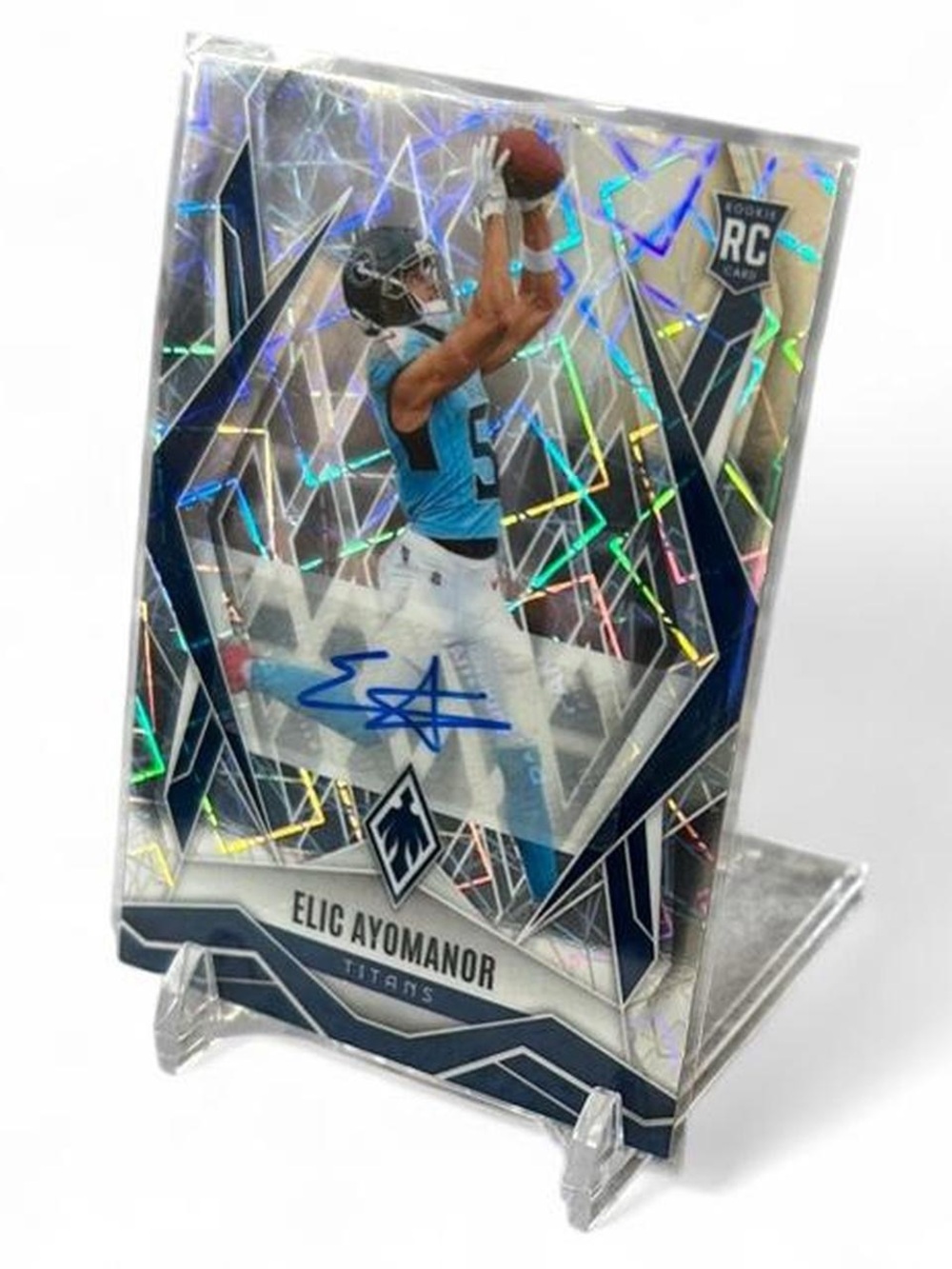 Panini Titans Blue Silver Holographic Rookie Card - Elic Ayomanor